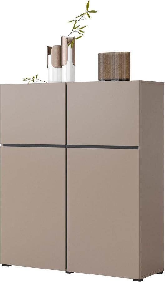 INOSIGN Highboard Cross moderne greeploze hoge kast met 4 deuren kast met deur Hoge kast hoogte 139 cm met veel bergruimte planken verstelbaar - Foto 10