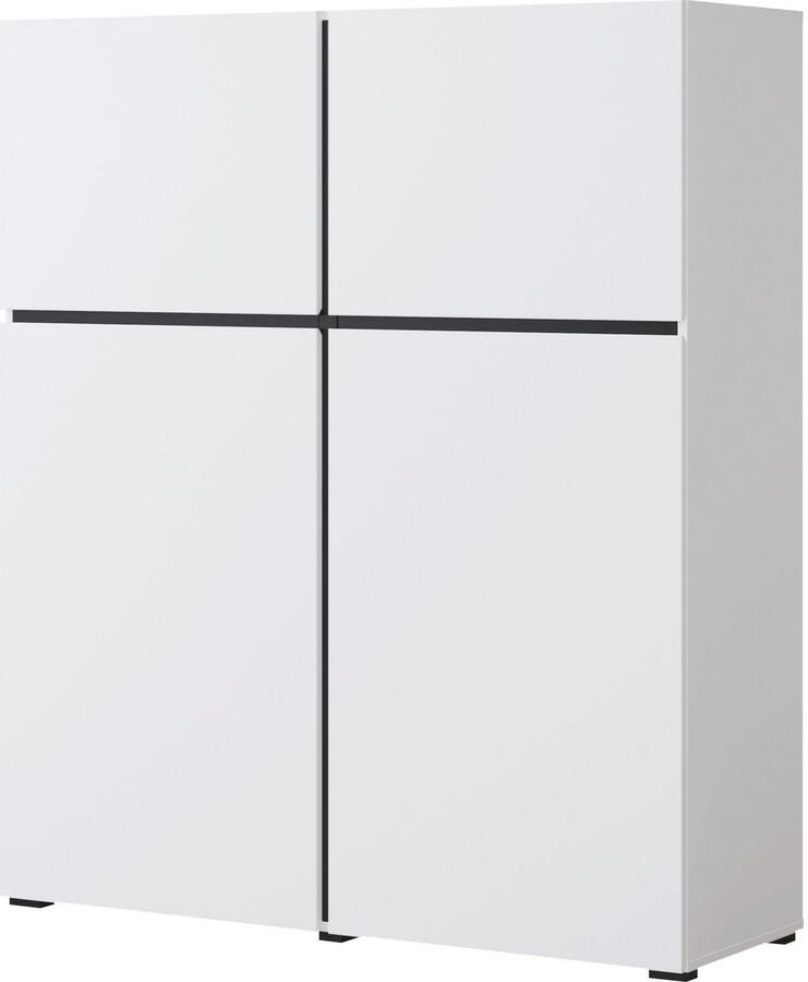 INOSIGN Highboard Cross moderne greeploze hoge kast met 4 deuren kast met deur Hoge kast hoogte 139 cm met veel bergruimte planken verstelbaar - Foto 3