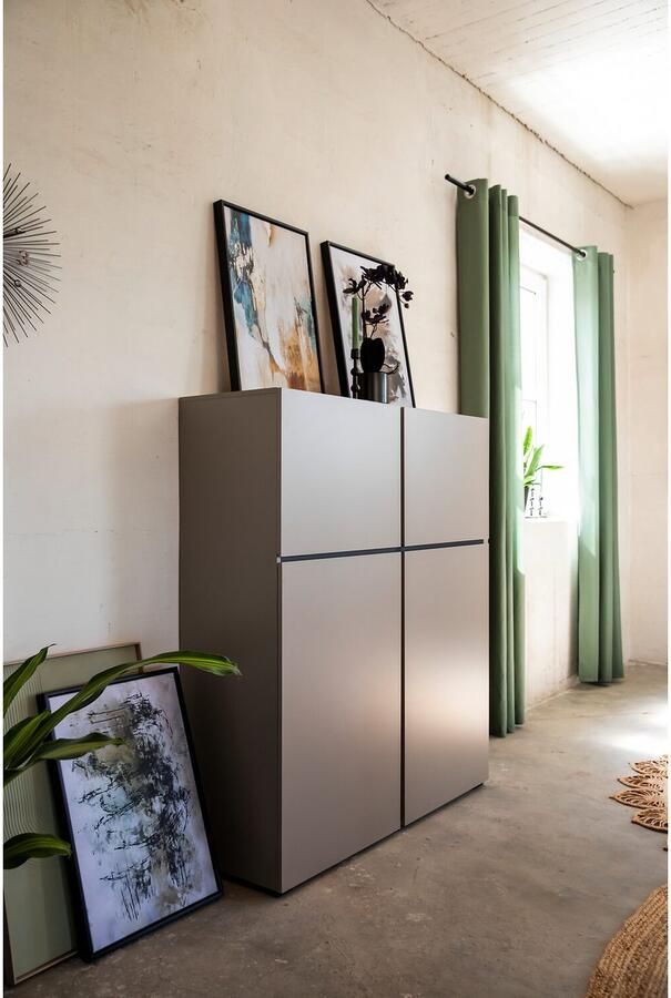 INOSIGN Highboard Cross moderne greeploze hoge kast met 4 deuren kast met deur Hoge kast hoogte 139 cm met veel bergruimte planken verstelbaar - Foto 7