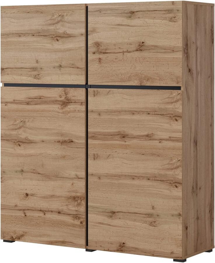 INOSIGN Highboard Cross moderne greeploze hoge kast met 4 deuren kast met deur Hoge kast hoogte 139 cm met veel bergruimte planken verstelbaar - Foto 4