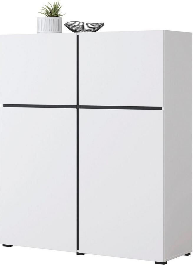 INOSIGN Highboard Cross moderne greeploze hoge kast met 4 deuren kast met deur Hoge kast hoogte 139 cm met veel bergruimte planken verstelbaar - Foto 6