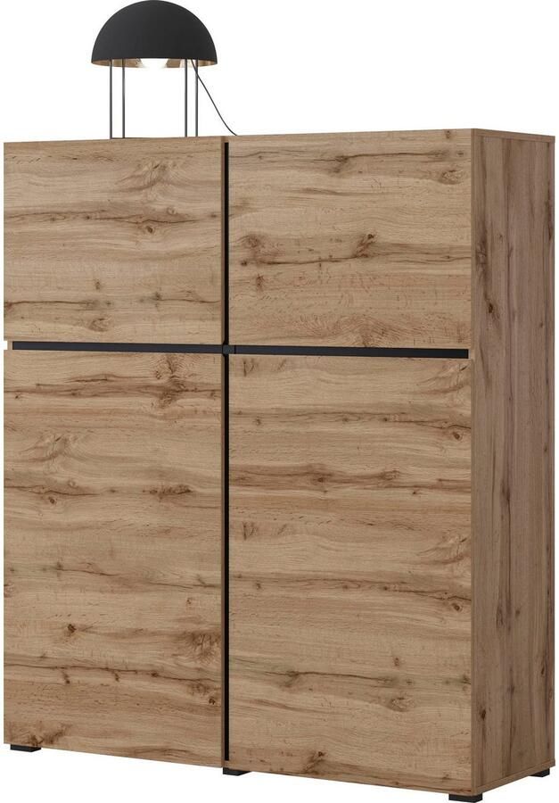 INOSIGN Highboard Cross moderne greeploze hoge kast met 4 deuren kast met deur Hoge kast hoogte 139 cm met veel bergruimte planken verstelbaar - Foto 7