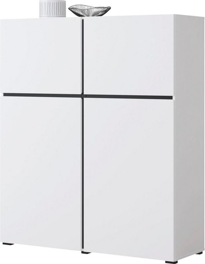 INOSIGN Highboard Cross moderne greeploze hoge kast met 4 deuren kast met deur Hoge kast hoogte 139 cm met veel bergruimte planken verstelbaar - Foto 6