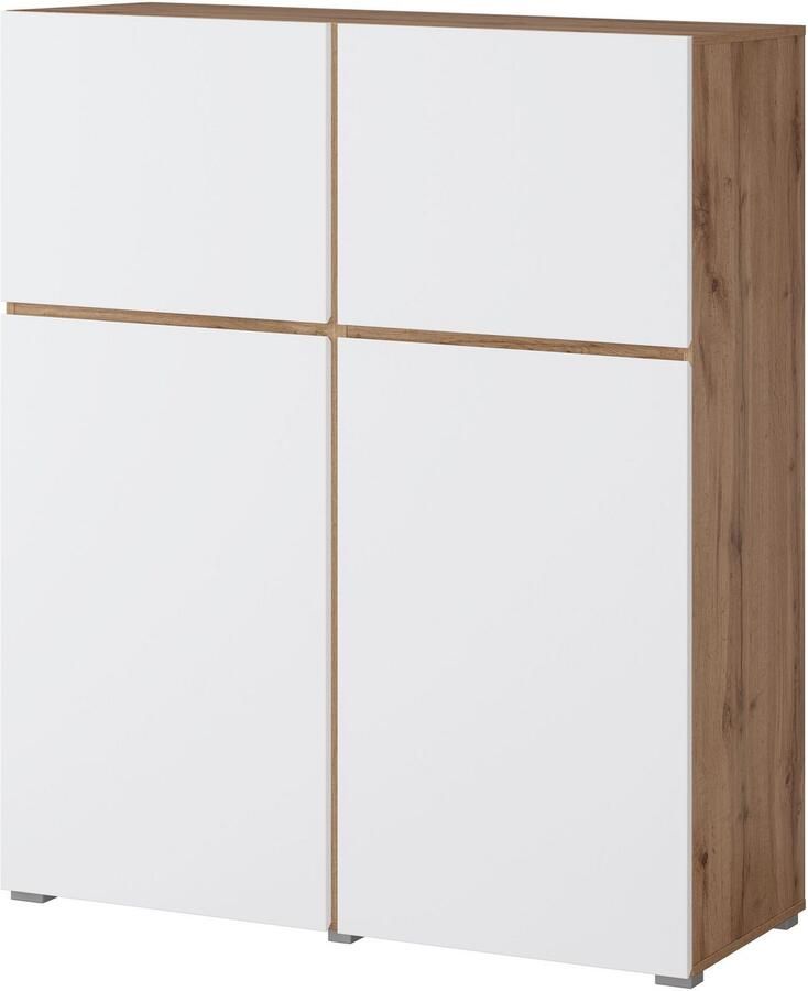 INOSIGN Highboard Cross moderne greeploze hoge kast met 4 deuren kast met deur Hoge kast hoogte 139 cm met veel bergruimte planken verstelbaar - Foto 4
