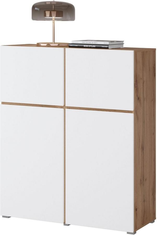 INOSIGN Highboard Cross moderne greeploze hoge kast met 4 deuren kast met deur Hoge kast hoogte 139 cm met veel bergruimte planken verstelbaar - Foto 5