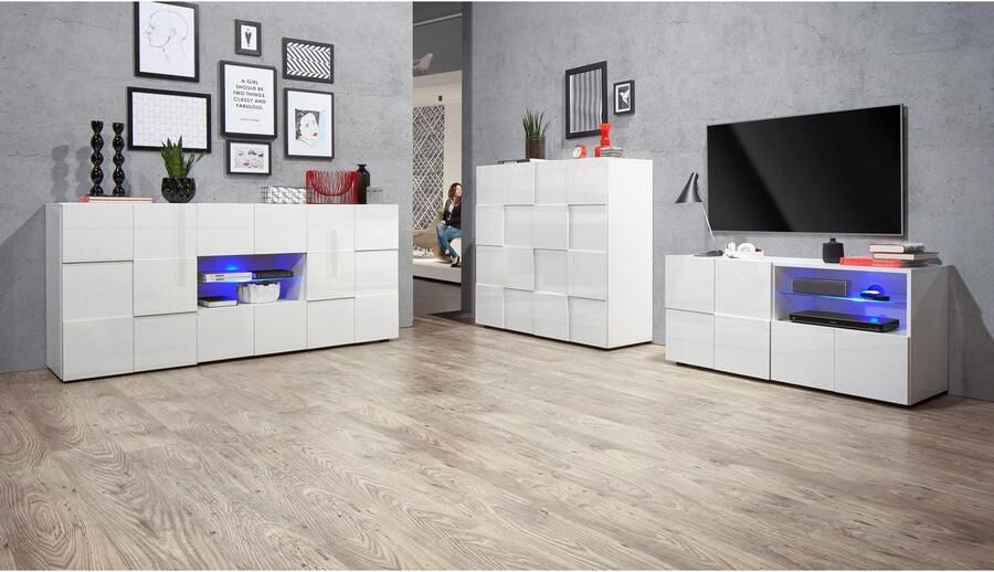 INOSIGN Tv-meubel Dama Breedte 121 cm TV-meubel 1 deur 1 lade TV-kast Front in 3D-uiterlijk greeploos verschillende kleuren - Foto 11