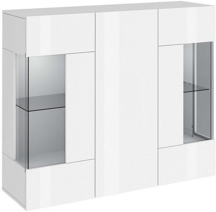 INOSIGN Highboard Egypte Highboard Hoge kast Hoge ladekast Vitrine met 3 deuren waarvan 2 met glaselement volledig hoogglans gelakt breedte 135 - Foto 12