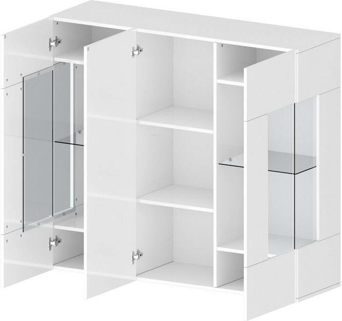 INOSIGN Highboard Egypte Highboard Hoge kast Hoge ladekast Vitrine met 3 deuren waarvan 2 met glaselement volledig hoogglans gelakt breedte 135 - Foto 16