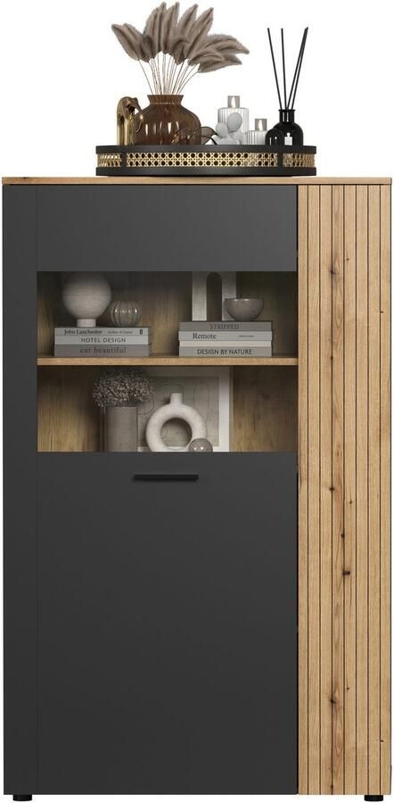 INOSIGN Highboard Estepona Vitrine met groeflook deuren links of rechts monteerbaar (1 stuk) - Foto 11