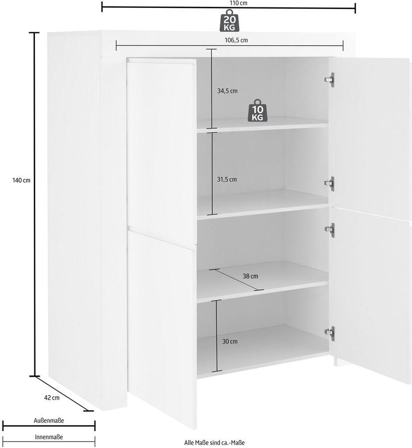 INOSIGN Highboard Firenze Breedte 110 cm