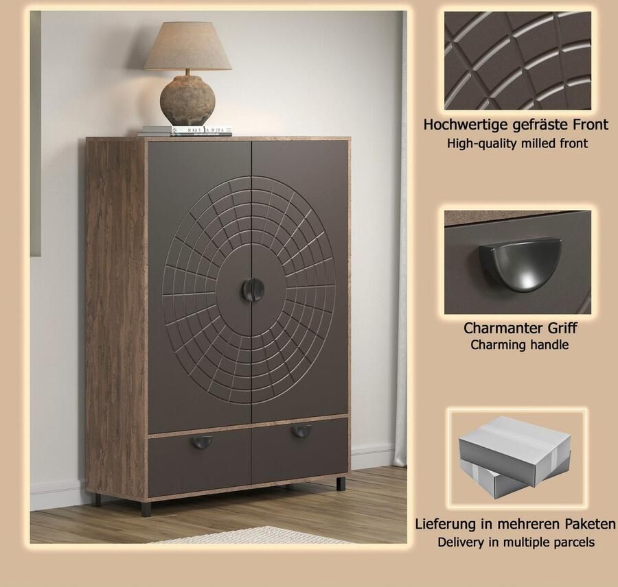 INOSIGN Highboard Fusion Opbergkast met bijzonder cirkelpatroon (B D H) 120 42 163 cm (1 stuk) - Foto 4
