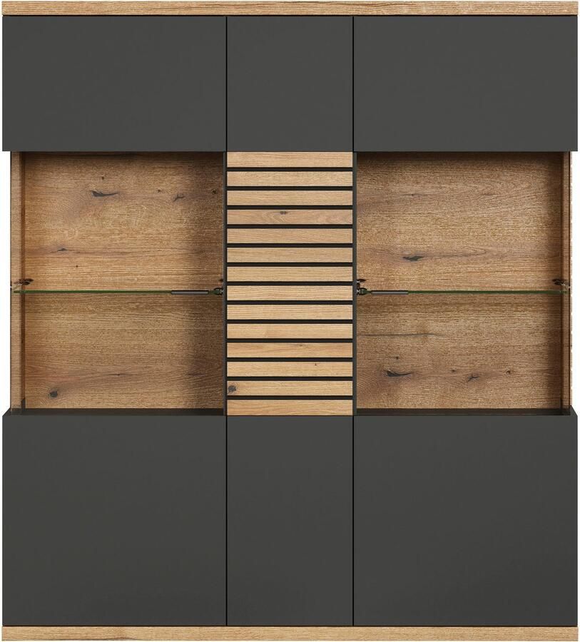 INOSIGN Highboard GALWAY Brede woonkamer vitrinekast in trendy ribbellook Soft-Close - Foto 3