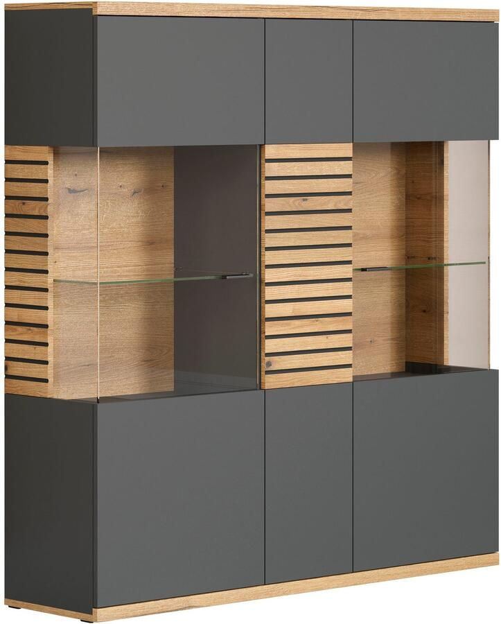 INOSIGN Highboard GALWAY Brede woonkamer vitrinekast in trendy ribbellook Soft-Close - Foto 5
