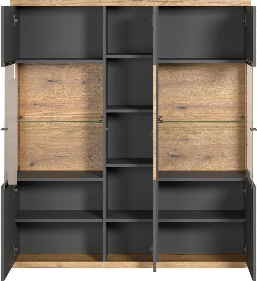 INOSIGN Highboard GALWAY Brede woonkamer vitrinekast in trendy ribbellook Soft-Close - Foto 2