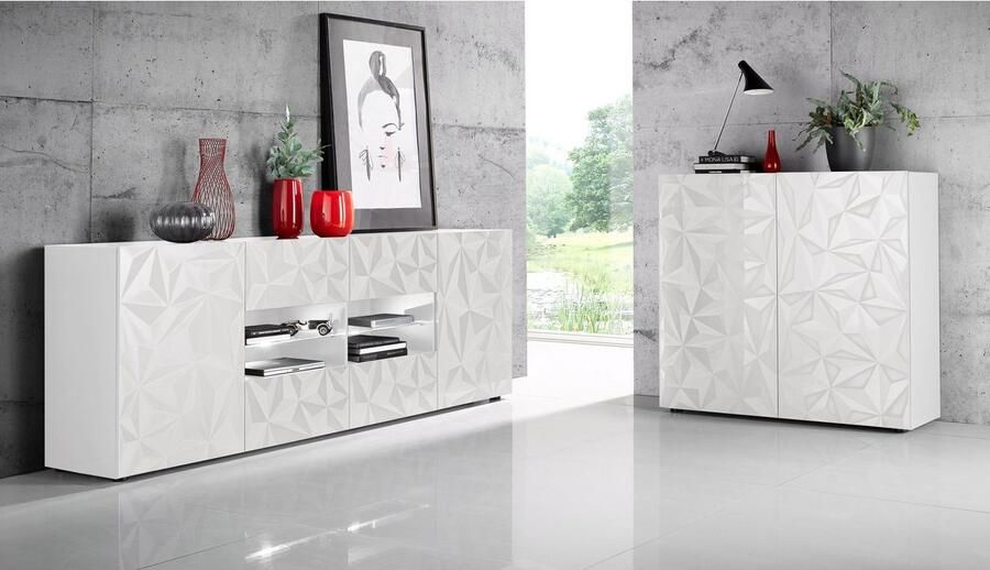 INOSIGN Dressoir Prisma Breedte 241 dressoir 2 deuren 4 lades dressoir Voorkant met elegante zeefdruk greeploos veel opbergruimte - Foto 3