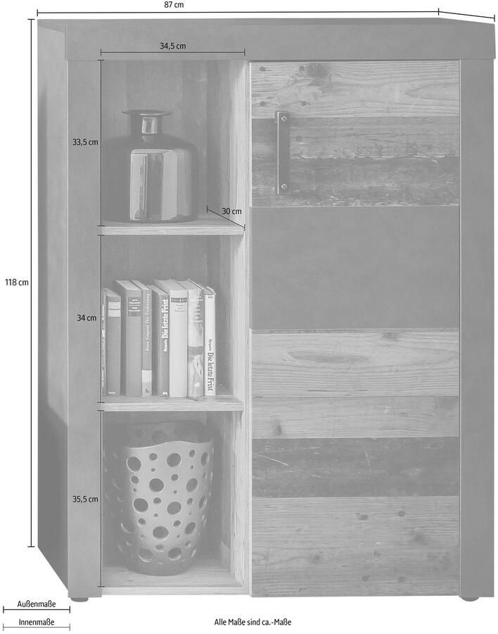 INOSIGN Highboard Ilana Opbergkast met 1 deur & 3 vakken (B D H) 87 34 118 cm - Foto 3