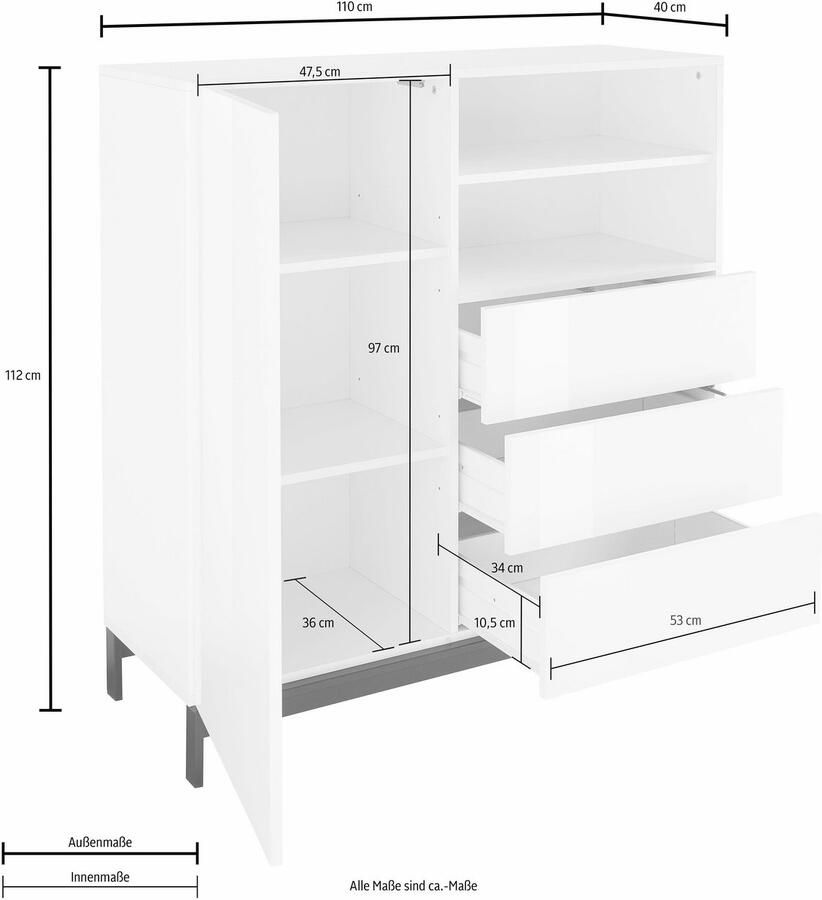 INOSIGN Highboard Metis Breedte 110 cm