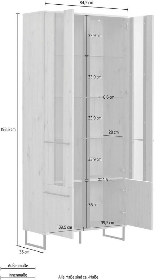 INOSIGN Highboard SARDINIA Vitrine breedte 84cm - Foto 2