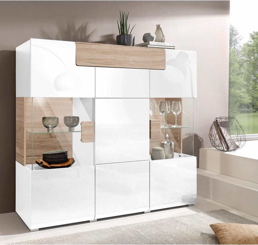 INOSIGN Highboard Toledo breedte 147 5 cm modieuze hoge kast met 3 deuren en lade - Foto 3