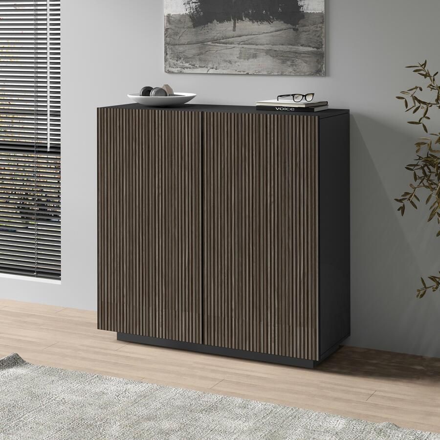 INOSIGN Highboard Vega Highboard Ladekast 120 cm met 2 deuren fronten met groeven-look - Foto 14