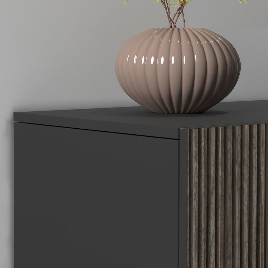 INOSIGN Highboard Vega Highboard Ladekast 120 cm met 2 deuren fronten met groeven-look