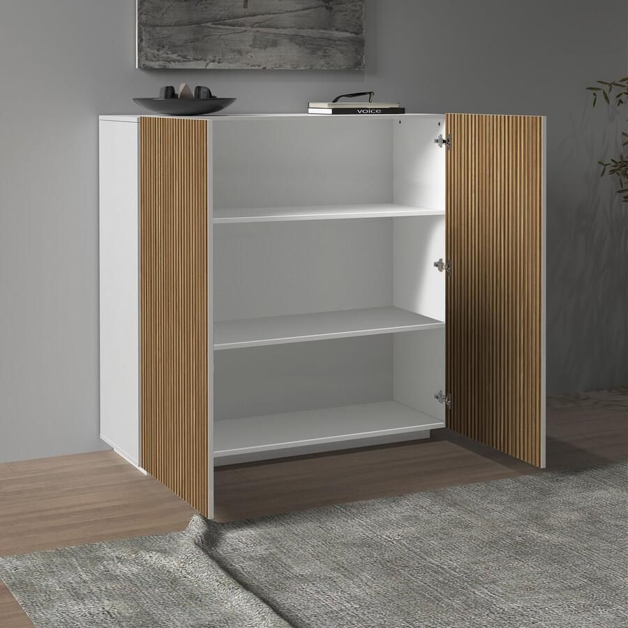 INOSIGN Highboard Vega Highboard Ladekast 120 cm met 2 deuren fronten met groeven-look - Foto 3