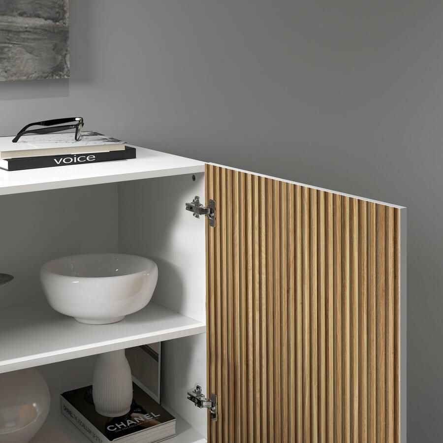 INOSIGN Highboard Vega Highboard Ladekast 120 cm met 2 deuren fronten met groeven-look - Foto 5