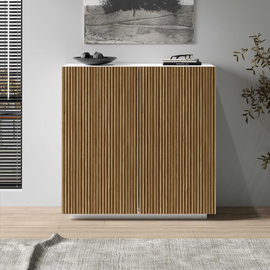 INOSIGN Highboard Vega Highboard Ladekast 120 cm met 2 deuren fronten met groeven-look - Foto 6
