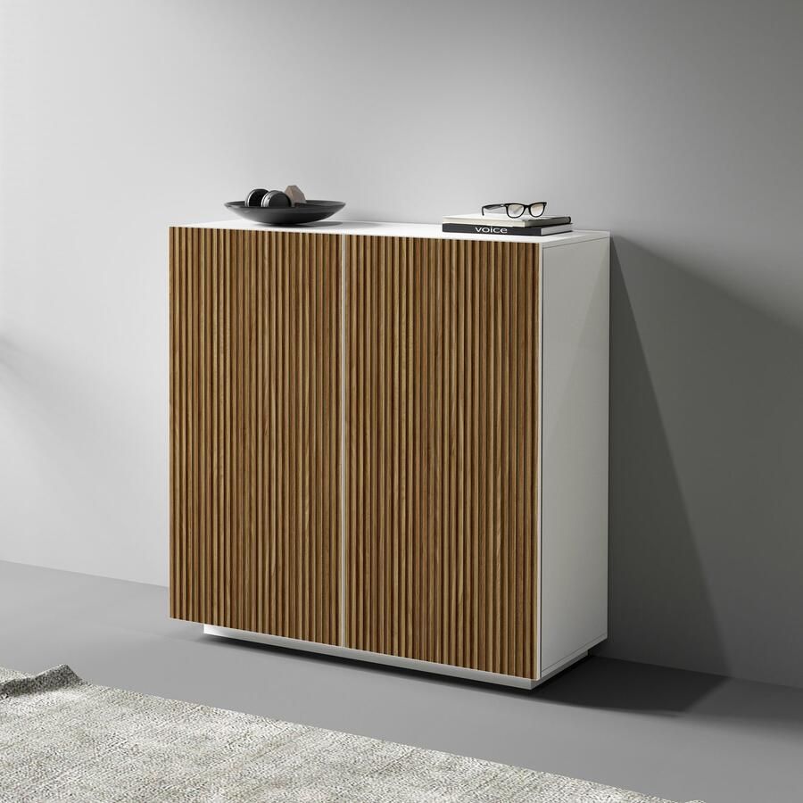 INOSIGN Highboard Vega Highboard Ladekast 120 cm met 2 deuren fronten met groeven-look - Foto 7