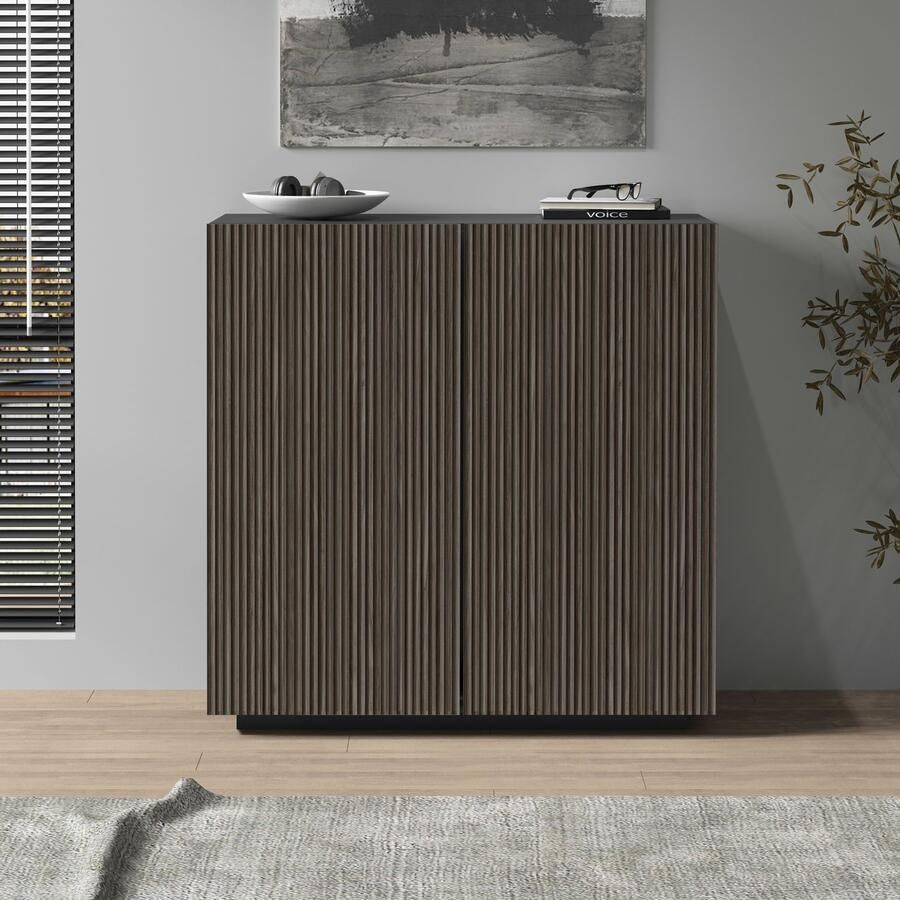 INOSIGN Highboard Vega Highboard Ladekast 120 cm met 2 deuren fronten met groeven-look - Foto 4