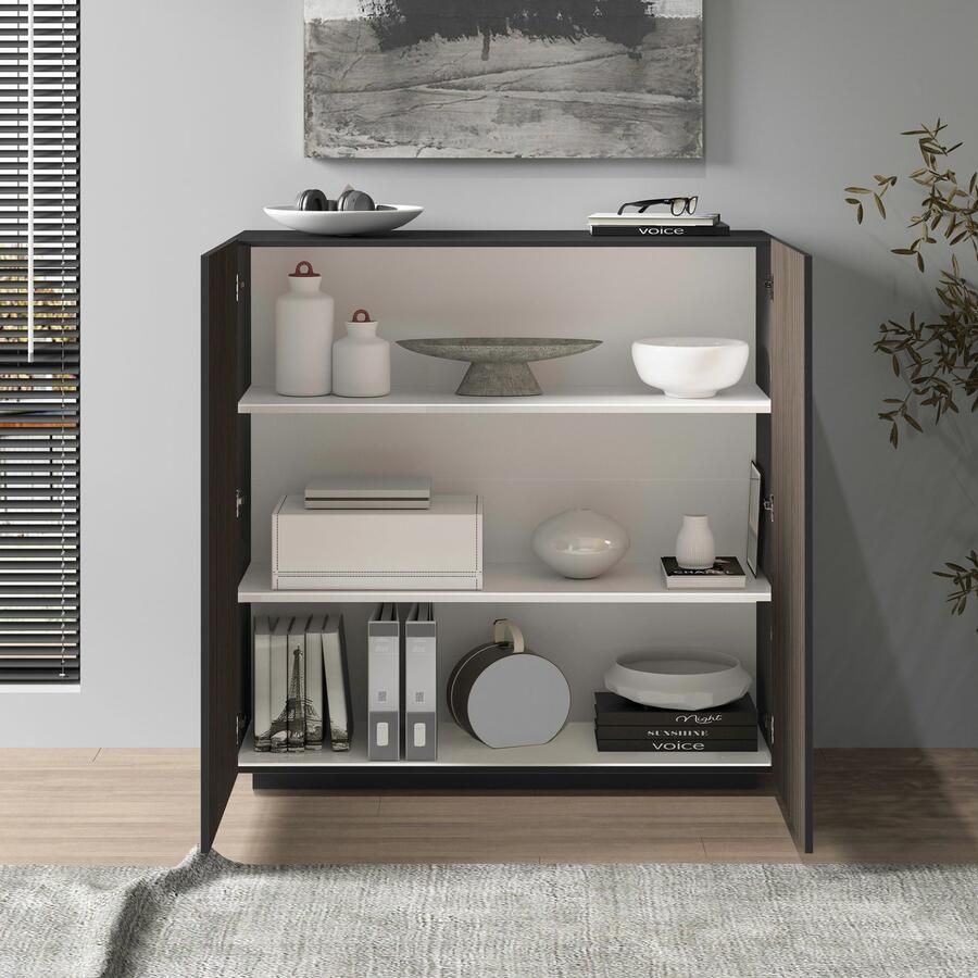 INOSIGN Highboard Vega Highboard Ladekast 120 cm met 2 deuren fronten met groeven-look - Foto 6