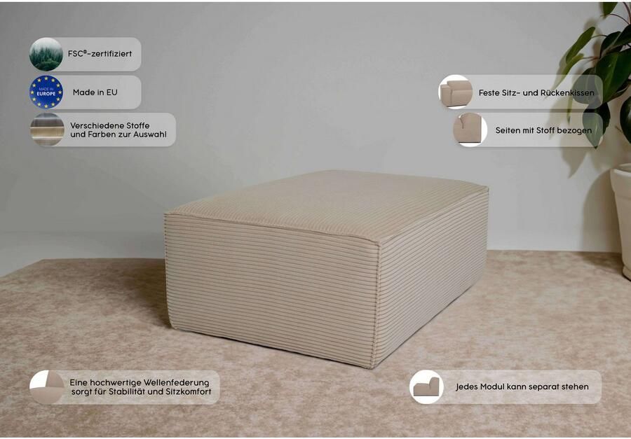 INOSIGN Hocker Clayton met een trendy ribfluwelen bekleding - Foto 4