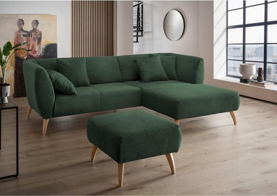 INOSIGN Hocker Colori Kleur houten poten naar keuze verschillende stoffen hoogwaardige stof - Foto 4
