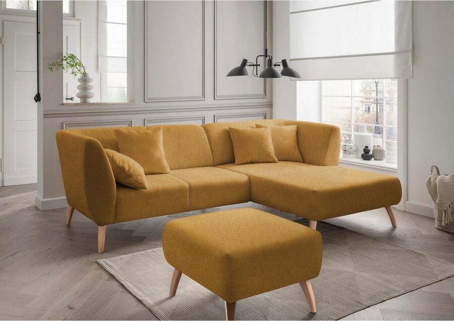 INOSIGN Hocker Colori Kleur houten poten naar keuze verschillende stoffen hoogwaardige stof - Foto 3