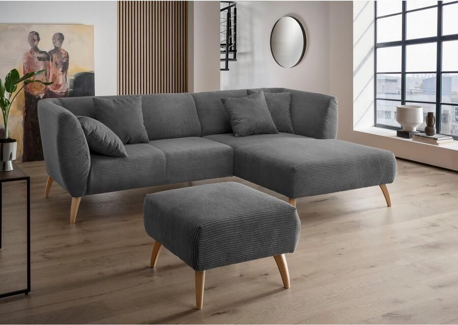INOSIGN Hocker Colori Kleur houten poten naar keuze verschillende stoffen hoogwaardige stof - Foto 4