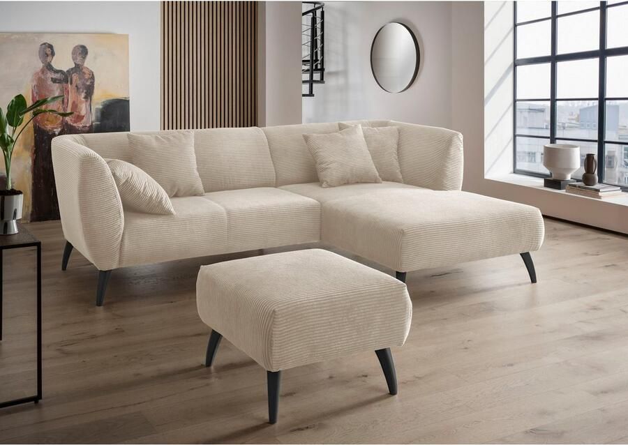 INOSIGN Hocker Colori Kleur houten poten naar keuze verschillende stoffen hoogwaardige stof - Foto 4