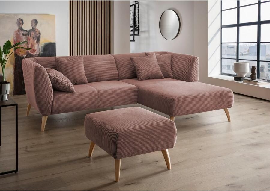 INOSIGN Hocker Colori Kleur houten poten naar keuze verschillende stoffen hoogwaardige stof - Foto 4