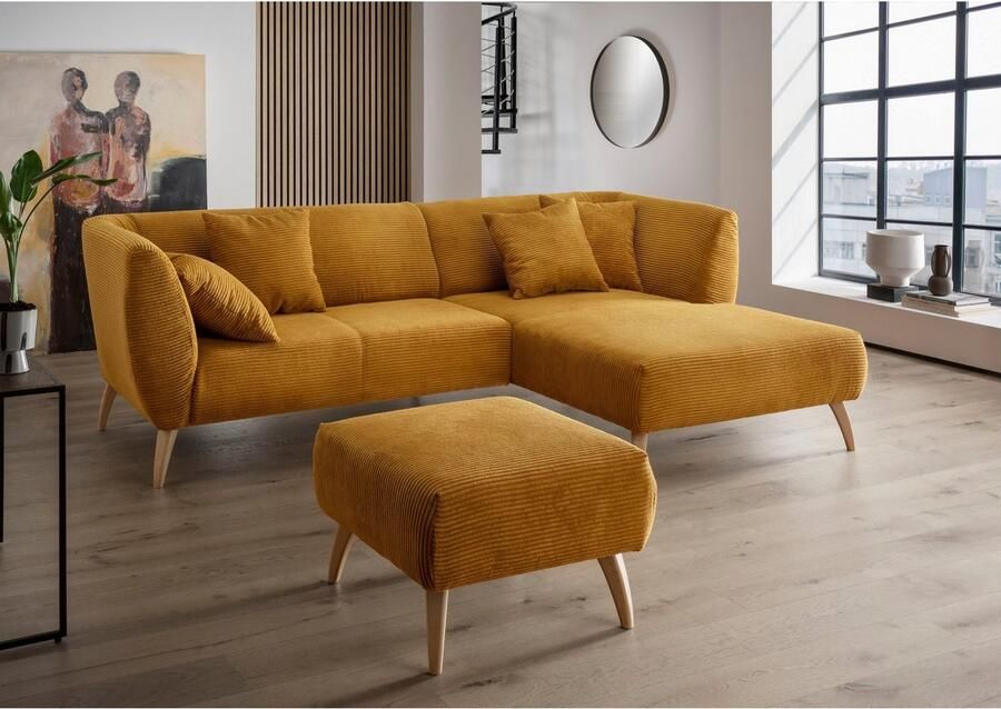 INOSIGN Hocker Colori Kleur houten poten naar keuze verschillende stoffen hoogwaardige stof - Foto 4