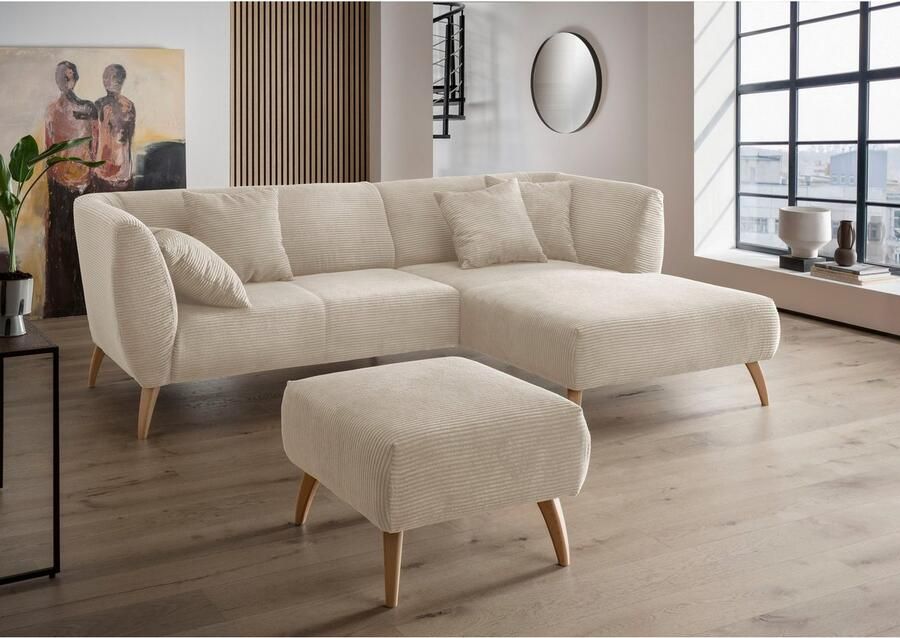 INOSIGN Hocker Colori Kleur houten poten naar keuze verschillende stoffen hoogwaardige stof - Foto 4