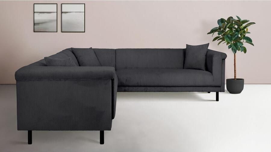 INOSIGN Hoekbank AGNIA L-vorm BxDxH: 244x244x71 cm incl. sierkussen gelijkbenig ook in cord - Foto 2