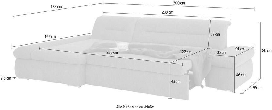 INOSIGN Hoekbank Avesa L-vorm Naar keuze met armleuningverstelling en slaapfunctie bxdxh: 300x172x80cm - Foto 9
