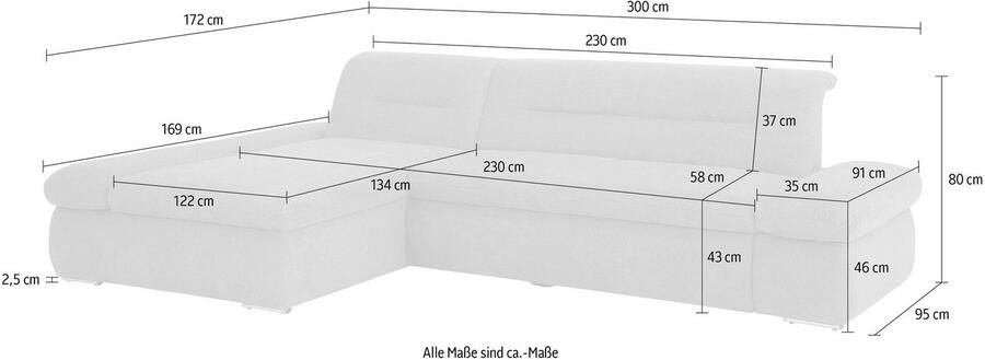 INOSIGN Hoekbank Avesa L-vorm Naar keuze met armleuningverstelling en slaapfunctie bxdxh: 300x172x80cm - Foto 12