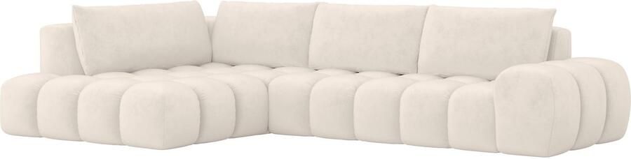 OTTO Hoekbank AZITA designsofa elegant en comfortabel L-vorm bubbel-look losse rugkussens droomachtige stiksels afmetingen b d h: 352 210 72 cm