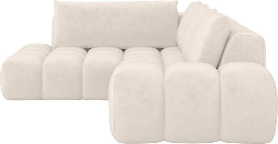 OTTO Hoekbank AZITA designsofa elegant en comfortabel L-vorm bubbel-look losse rugkussens droomachtige stiksels afmetingen b d h: 352 210 72 cm - Foto 4