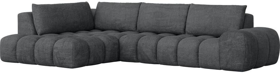 OTTO Hoekbank AZITA designsofa elegant en comfortabel L-vorm bubbel-look losse rugkussens droomachtige stiksels afmetingen b d h: 352 210 72 cm