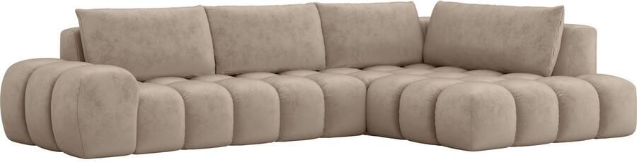 OTTO Hoekbank AZITA designsofa elegant en comfortabel L-vorm bubbel-look losse rugkussens droomachtige stiksels afmetingen b d h: 352 210 72 cm