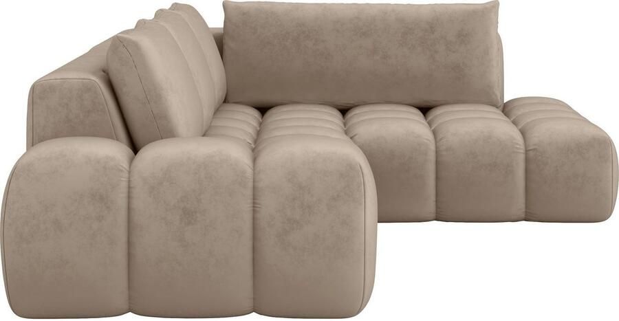 OTTO Hoekbank AZITA designsofa elegant en comfortabel L-vorm bubbel-look losse rugkussens droomachtige stiksels afmetingen b d h: 352 210 72 cm - Foto 4