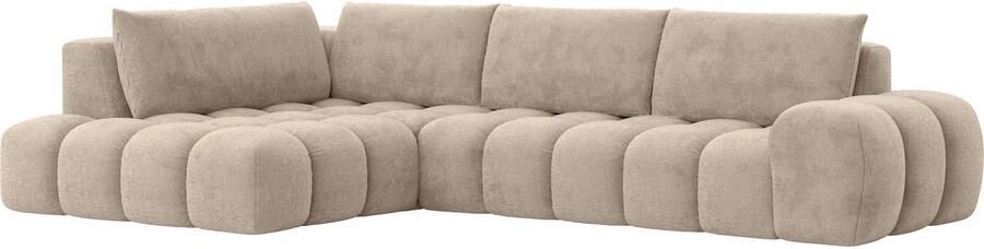 OTTO Hoekbank AZITA designsofa elegant en comfortabel L-vorm bubbel-look losse rugkussens droomachtige stiksels afmetingen b d h: 352 210 72 cm