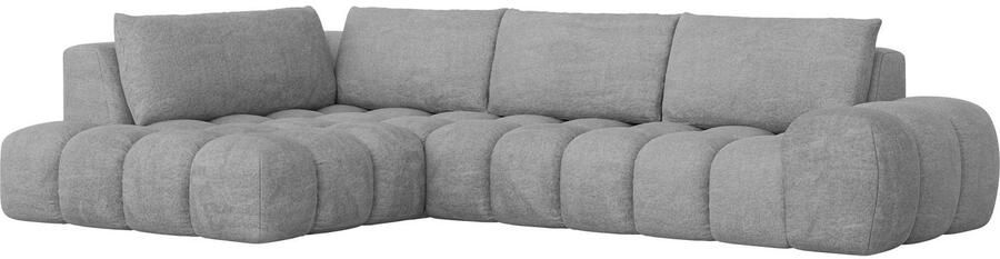 OTTO Hoekbank AZITA designsofa elegant en comfortabel L-vorm bubbel-look losse rugkussens droomachtige stiksels afmetingen b d h: 352 210 72 cm