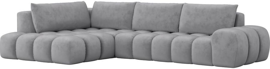OTTO Hoekbank AZITA designsofa elegant en comfortabel L-vorm bubbel-look losse rugkussens droomachtige stiksels afmetingen b d h: 352 210 72 cm